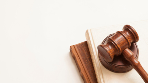 Ordförandeklubba ovanpå två böcker, illustrerar lagstiftning.